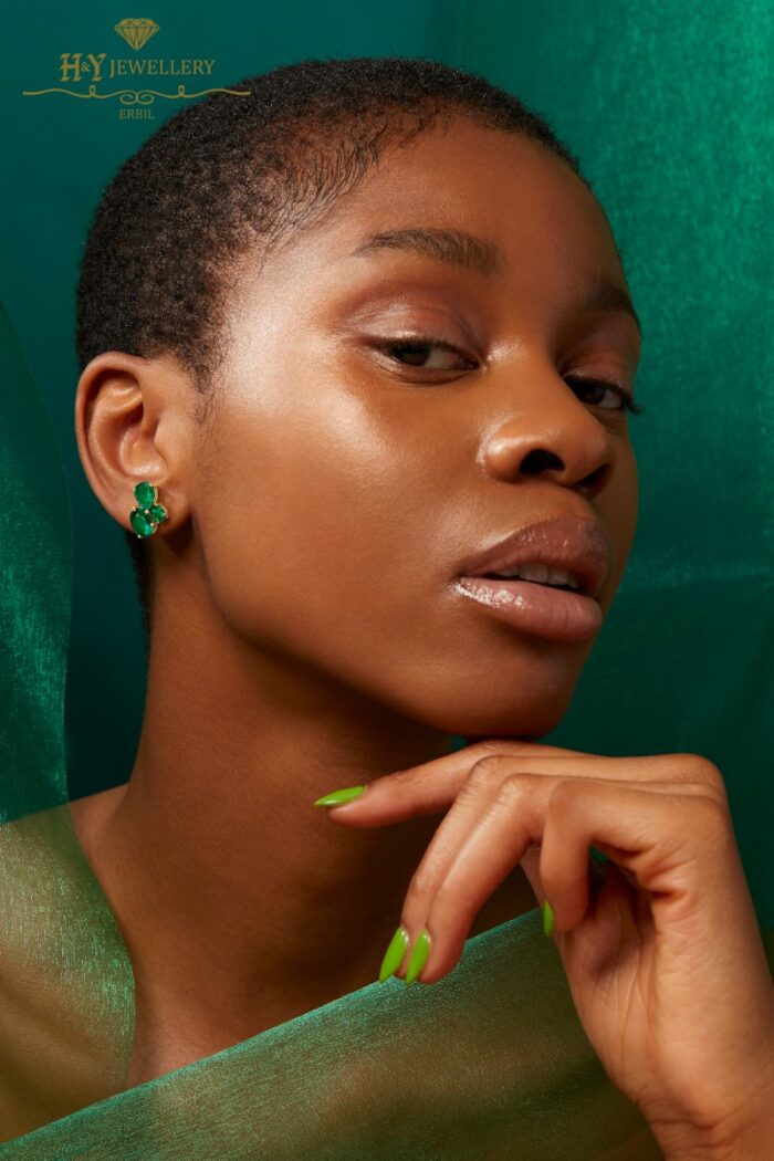 House Of Meraki Cacti Earrings -Yellow Gold Mix Cut Emerald Earrings - 4.12ct-10523