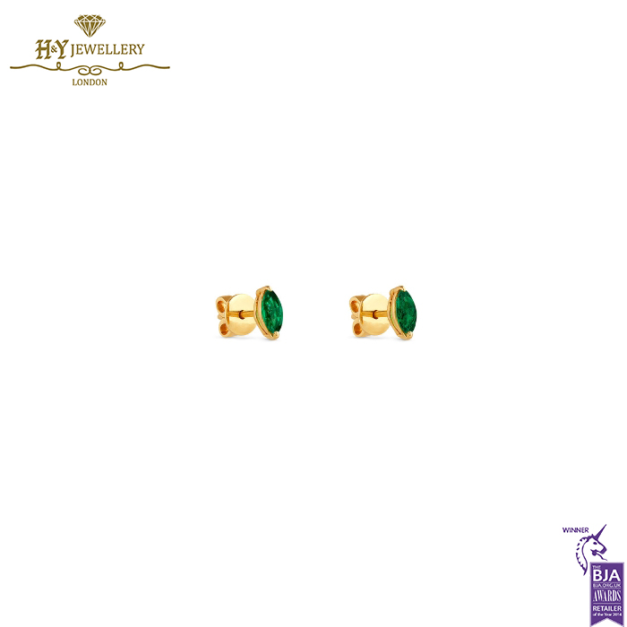 House Of Meraki Alice Studs - Yellow Gold Marquise Cut Emerald - 0.68ct-13886