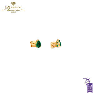 House Of Meraki Aurora Studs- Yellow Gold Pear Cut Emerald - 0.42ct -13889