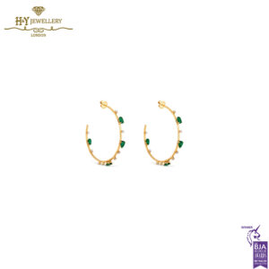 House Of Meraki Electric Earrings -Yellow Gold Mix Cut Emerald & Diamond - 3.44ct-13898