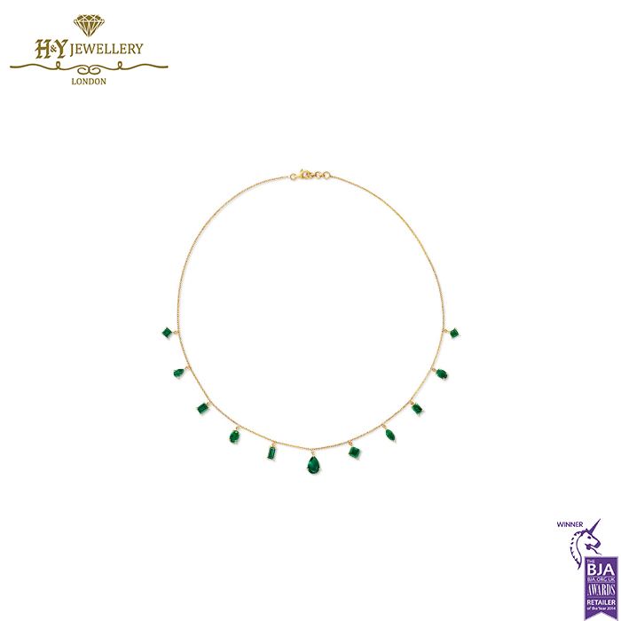 House Of Meraki Yellow Gold Vania Natural Zambian Emeralds Necklace - 4.71ct-0