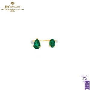House Of Meraki Juniper Yellow Gold Natural Zambian Emeralds & Diamond Handcrafted Ring - 1.22ct-0