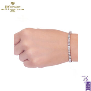 White Gold Baguette Cut Diamond Tennis Bracelet - 7.26ct-13674
