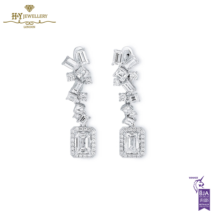 White Gold Mix Cut Diamond Earrings - 5.74ct-0