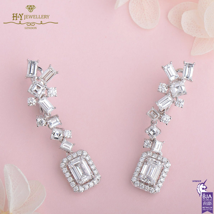 White Gold Mix Cut Diamond Earrings - 5.74ct-14398