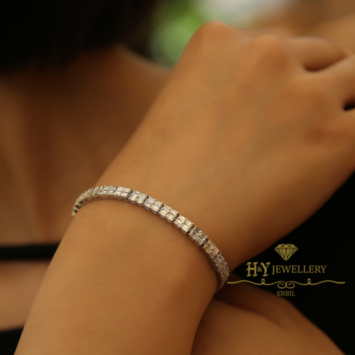 White Gold Baguette Cut Diamond Tennis Bracelet - 7.26ct-9311