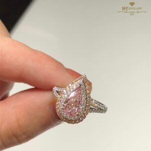 White Gold Brilliant & Pear Cut Pinkish Brown Diamond Ring - 1.68ct-9402
