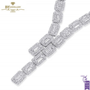 White Gold Emerald & Brilliant Cut Diamond Necklace - 20.72ct-15018
