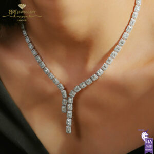 White Gold Emerald & Brilliant Cut Diamond Necklace - 20.72ct-15019