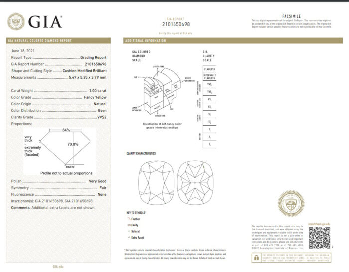 White Gold Cushion Cut Fancy Yellow & White & Round White Diamond Ring - 2.17ct-10777