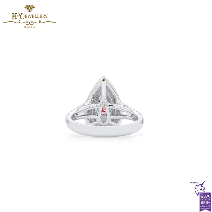 White Gold Brilliant & Pear Cut Pinkish Brown Diamond Ring - 1.68ct-14710
