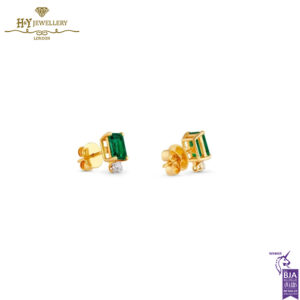 House Of Meraki Kyem Studs - Yellow Gold Emerald & Diamond Earrings - 1.68ct-13933