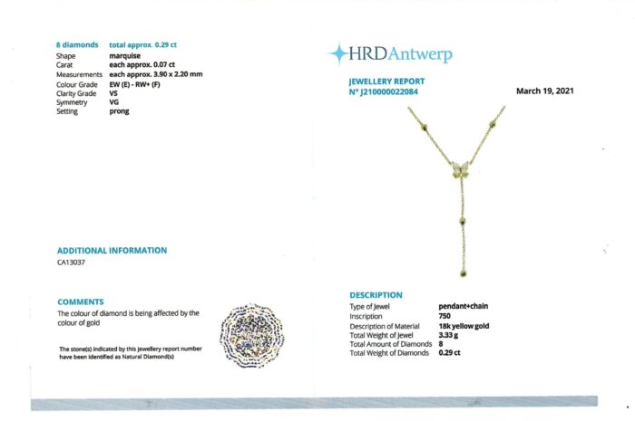 Yellow Gold Brilliant Cut Diamond Flower Droplet Necklace - 0.29ct -16523