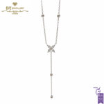 White Gold Brilliant Cut Diamond Flower Droplet Necklace - 0.23 ct-0