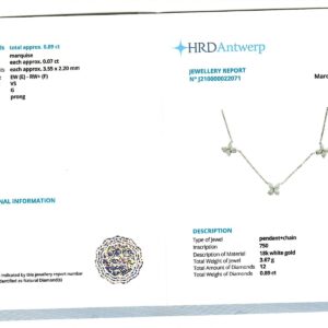 White Gold Brilliant Cut Diamond Trio Flower Necklace - 0.89ct-16524