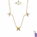 Yellow Gold Flower Trio Diamond Necklace - 0.88ct-0