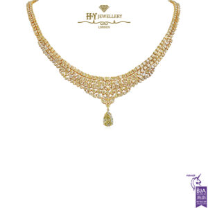 Yellow Gold Pear Cut Fancy Diamond & Mix Cut Yellow Diamond Necklace - 48.80ct-0