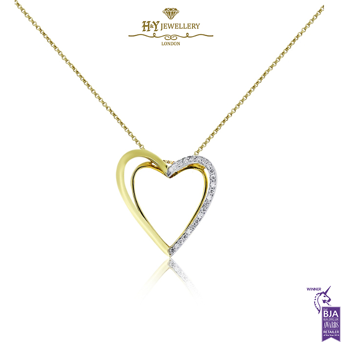 Yellow Gold Brilliant Cut Diamond Heart Gold Shape Pendant - 0.60ct-0