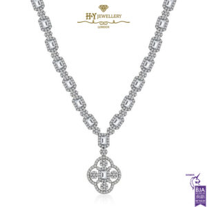 White Gold Mix Cut Diamond Flower Pendant - 1.31ct-0