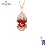 Fabergé Heritage Rose Gold Diamond & Pink Guilloché Enamel Heart Surprise Locket -0