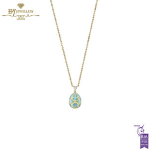 Fabergé Heritage Yellow Gold Diamond & Turquoise Guilloché Enamel Petite Egg Pendant Heritage-15367