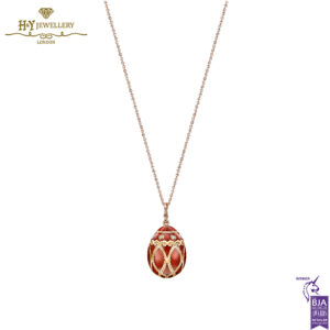Fabergé Heritage Palais Rose Gold Diamond & Red Guilloché Enamel Egg Pendant-15373