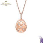 Fabergé Treillage Brushed Rose Gold & Diamond Set Egg Pendant-0