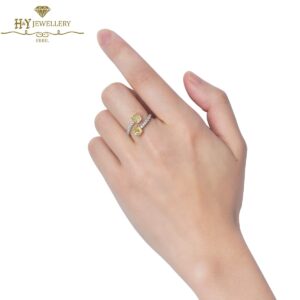 White Gold Cushion Cut Fancy Yellow & Round Cut White Diamond Ring - 2.27ct -10340