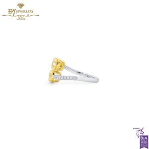 White Gold Cushion Cut Fancy Yellow & Round Cut White Diamond Ring - 2.27ct -14721