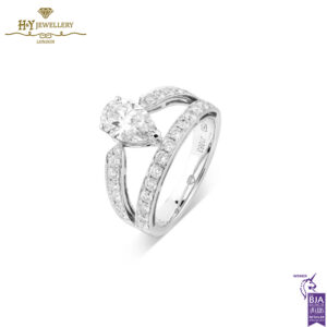 White Gold Pear Cut & Brilliant Cut Diamond Ring - 1.60 ct-14713