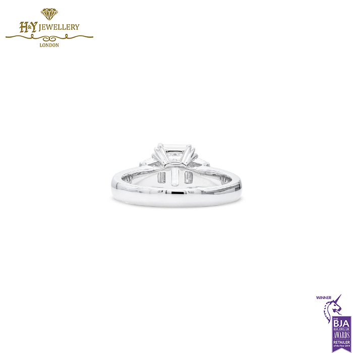White Gold Emerald Cut & Epaulette Cut Diamond Ring - 2.48ct-14725