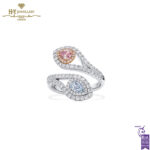 White Gold Pear Cut Light Blue & Pink Diamond Ring - 1.35ct-0