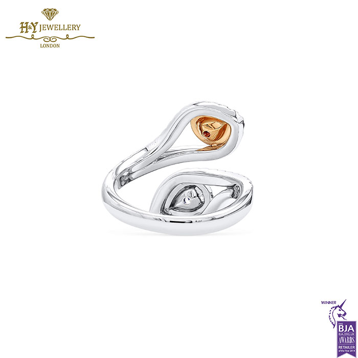 White Gold Pear Cut Light Blue & Pink Diamond Ring - 1.35ct-15442