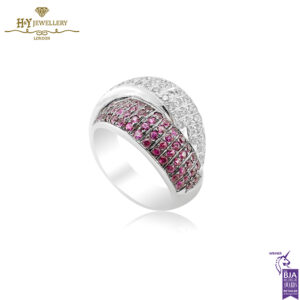White Gold Brilliant Cut Diamond & Ruby Ring - 0.57ct-0
