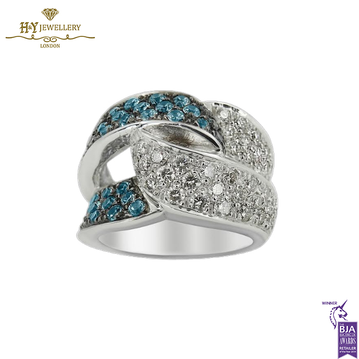 White Gold Brilliant Cut Topaz & Brilliant Cut Diamond Ring - 1.36 ct-0