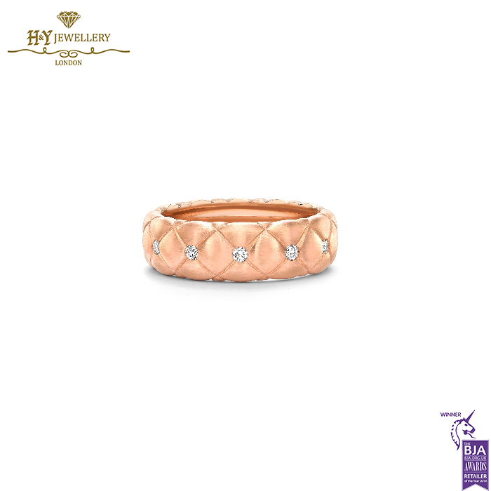Fabergé Treillage Brushed Rose Gold & Diamond Set Ring-0