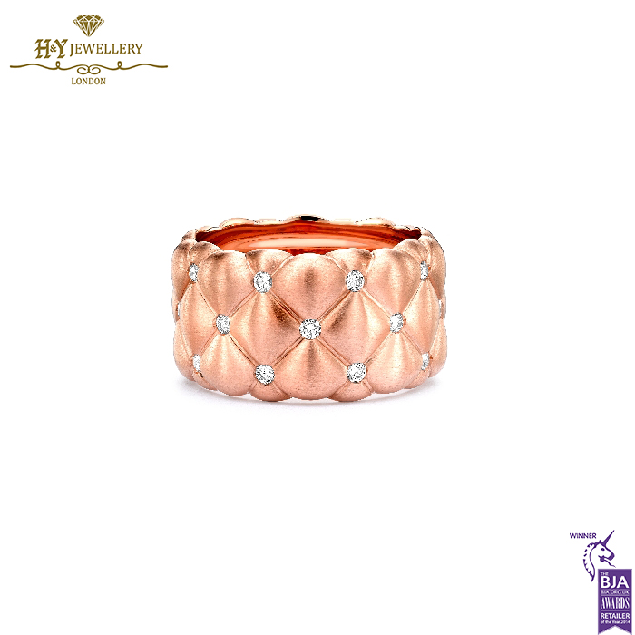 Fabergé Treillage Brushed Rose Gold & Diamond Set Grande Ring-0