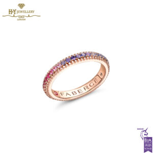 Fabergé Colours of Love Rose Gold Rainbow Multicoloured Gemstone Fluted Eternity Ring-0
