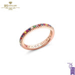 Fabergé Colours of Love Rose Gold Multicolored Gemstones Fluted Eternity Ring-0