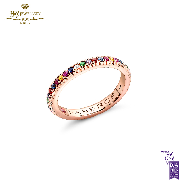 Fabergé Colours of Love Rose Gold Multicolored Gemstones Fluted Eternity Ring-0