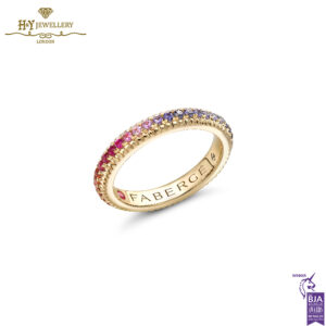Fabergé Colours of Love Yellow Gold Rainbow Multicoloured Gemstone Fluted Eternity Ring  -0