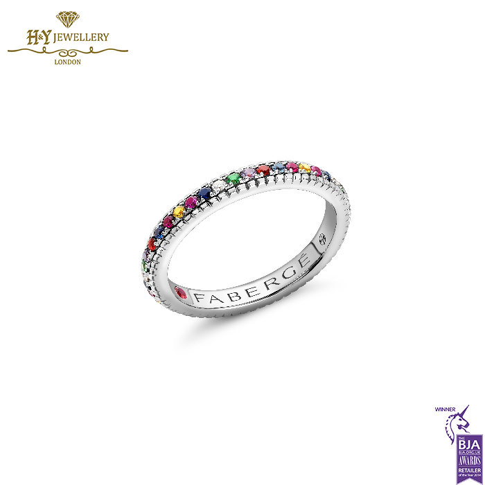 Fabergé Colours of Love White Gold Multicoloured Gemstone Set Fluted Ring-0