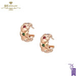 Fabergé Treillage Brushed Rose Gold Multi Colored Gemstone Huggie Hoop Earrings -0