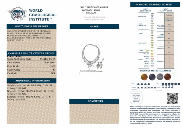 White Gold Mixed Cut Natural Diamonds Set - 79.15ct-11547