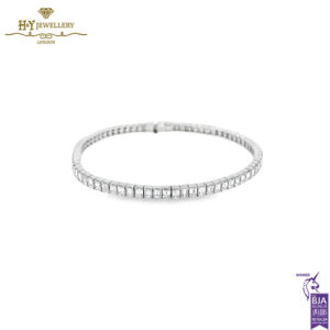 White Gold Baguette Cut Diamond Tennis Bracelet - 6.41ct-0