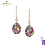 Fabergé Emotion Yellow Gold Multicoloured Gemstone Egg Drop Earrings-0