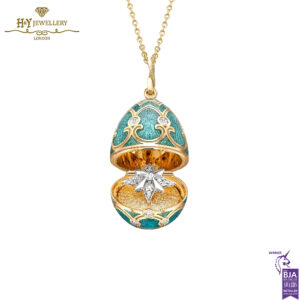 Fabergé Heritage Yellow Gold Diamond & Teal Guilloché Enamel Trembling Star Surprise Locket-0