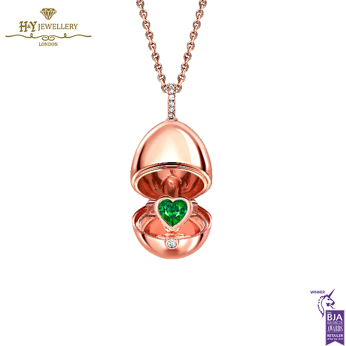 Fabergé Essence Rose Gold Emerald Heart Surprise Locket-0