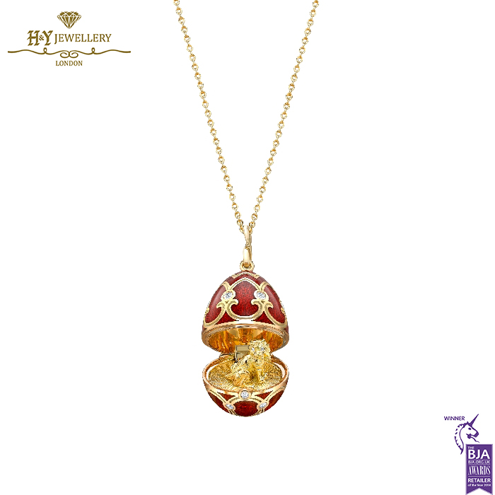 Fabergé Heritage Yellow Gold Diamond & Red Guilloché Enamel Year Of The Tiger Surprise Locket-15408