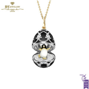 Fabergé Heritage Yellow and White Gold Diamond & Black Enamel Penguin Surprise Locket-0